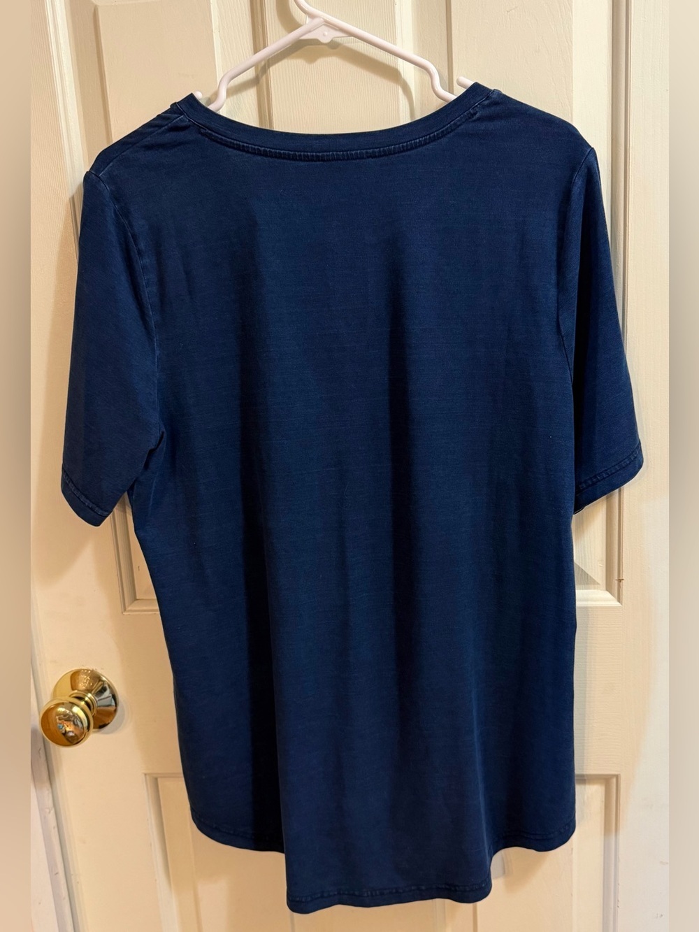 Chico's Navy Blue Split Neck Short Sleeve Tee Shirt | Coastal Grandma Beach | L - Picture 5 of 7